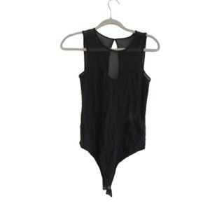 ABERCROMBIE & FITCH Black Mesh Top Sleeveless Bodysuit Minimalist Stretch - Sz S